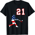 Baseball Player Number 21 With American Usa Flag