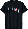 Heartbeat Ekg America Heart Love Patriotic 4Th Of July
