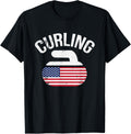 Usa Red White And Blue American Flag Curling Stone Shirt
