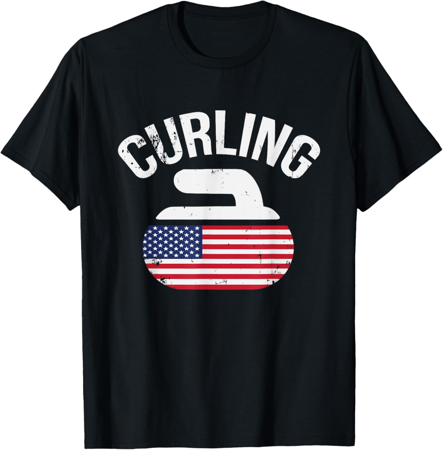 Usa Red White And Blue American Flag Curling Stone Shirt