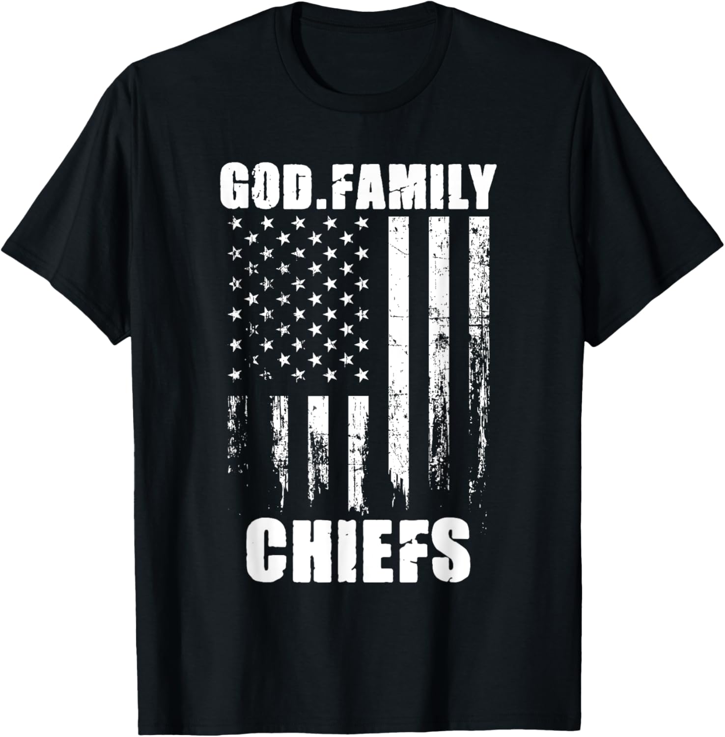 God Family Chiefs Vintage Usa Flag