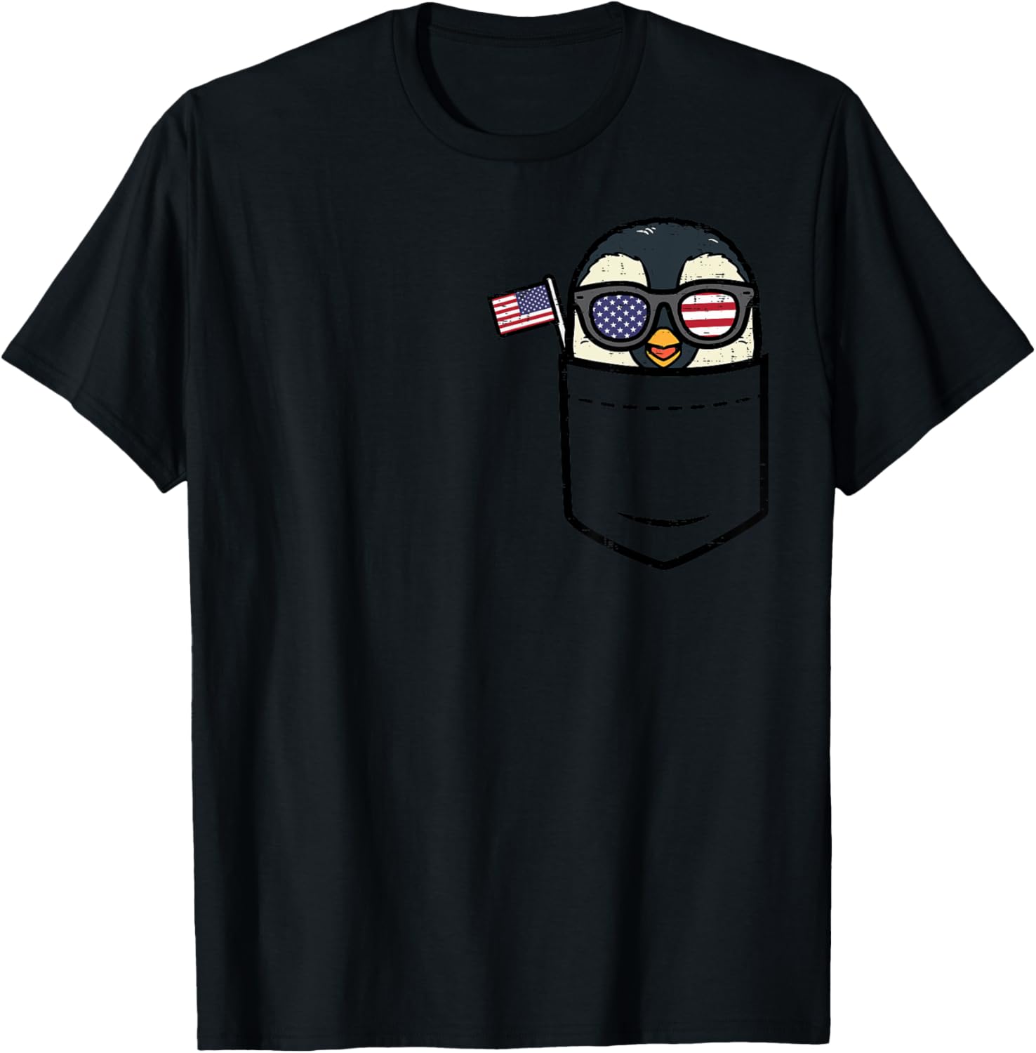 Penguin Pocket American Flag Usa 4Th Of July Fourth Animal
