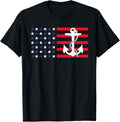 American Flag Anchor Shirt Patriotic Military July Navy Usa