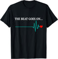 The Beat Goes Heart Attack Survivor Recovery Cardiac Arrest T-Shirt, Black