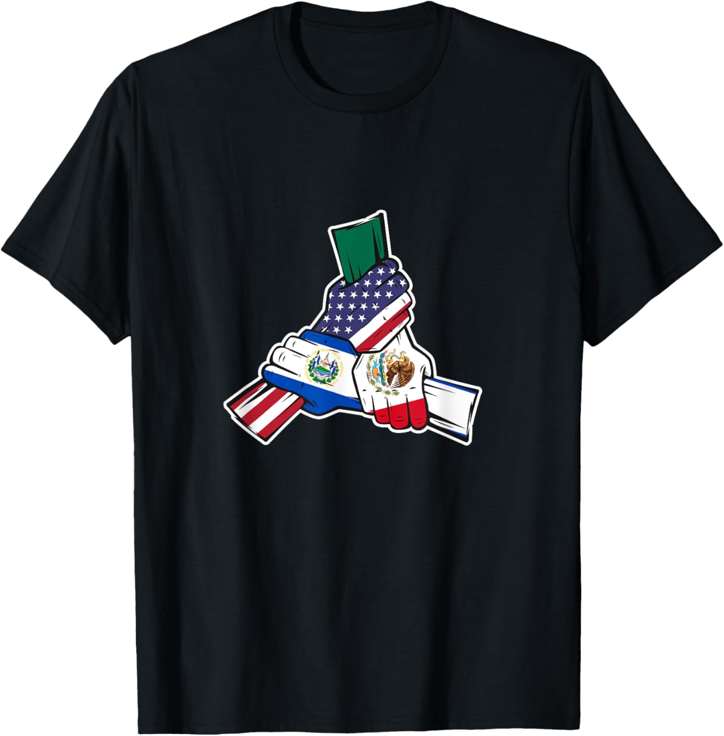 Holding Hands Mexico El Salvador Roots And Usa Flag