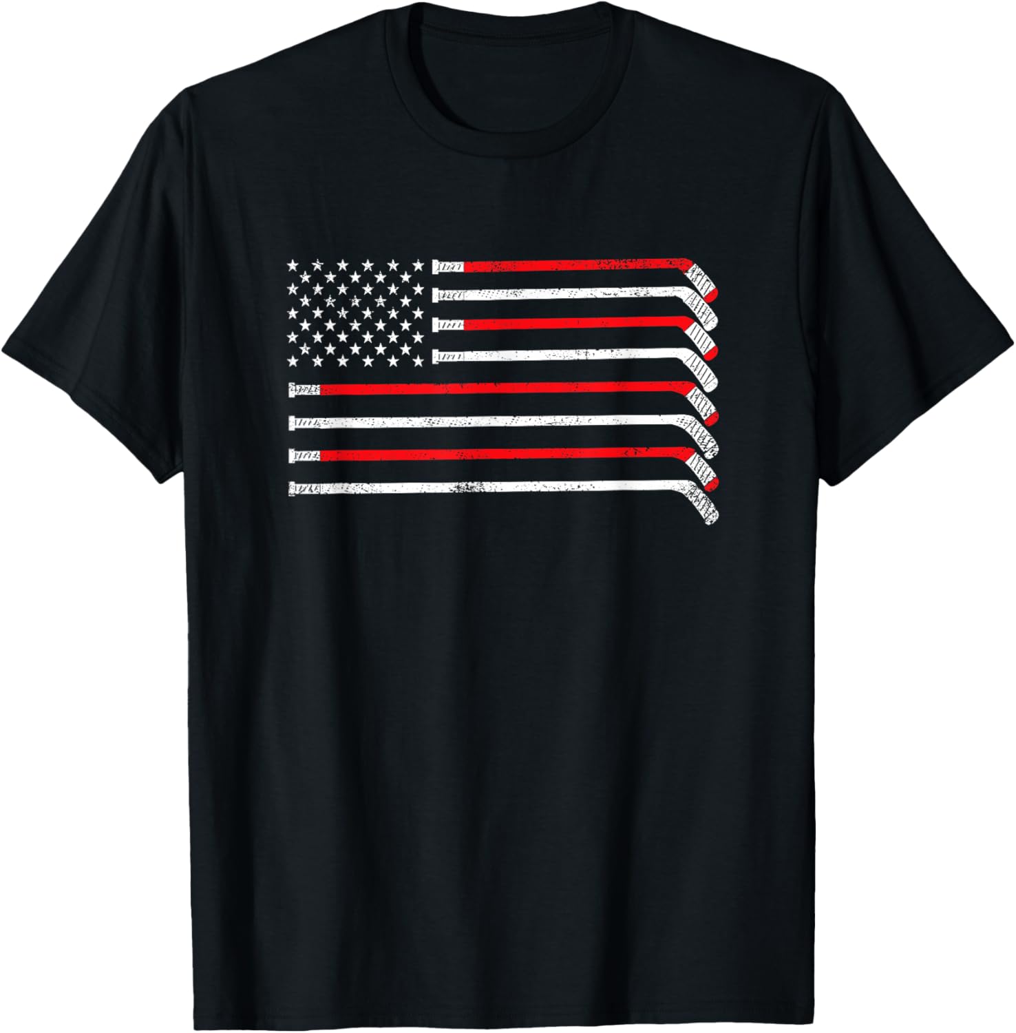 Hockey Stick Usa Flag Faded Hockey Player