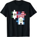 Latinoamerica Patriotic Pride Mexico Guatemala The Usa Puzzle Design T Shirt Black