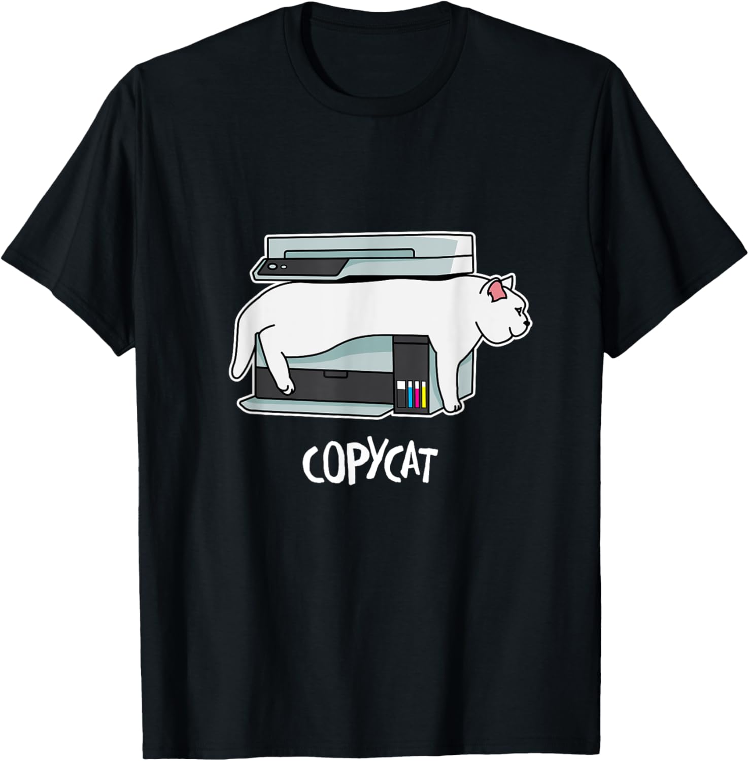 Funny Copycat Cat On Printer T Shirt Men Women Kids