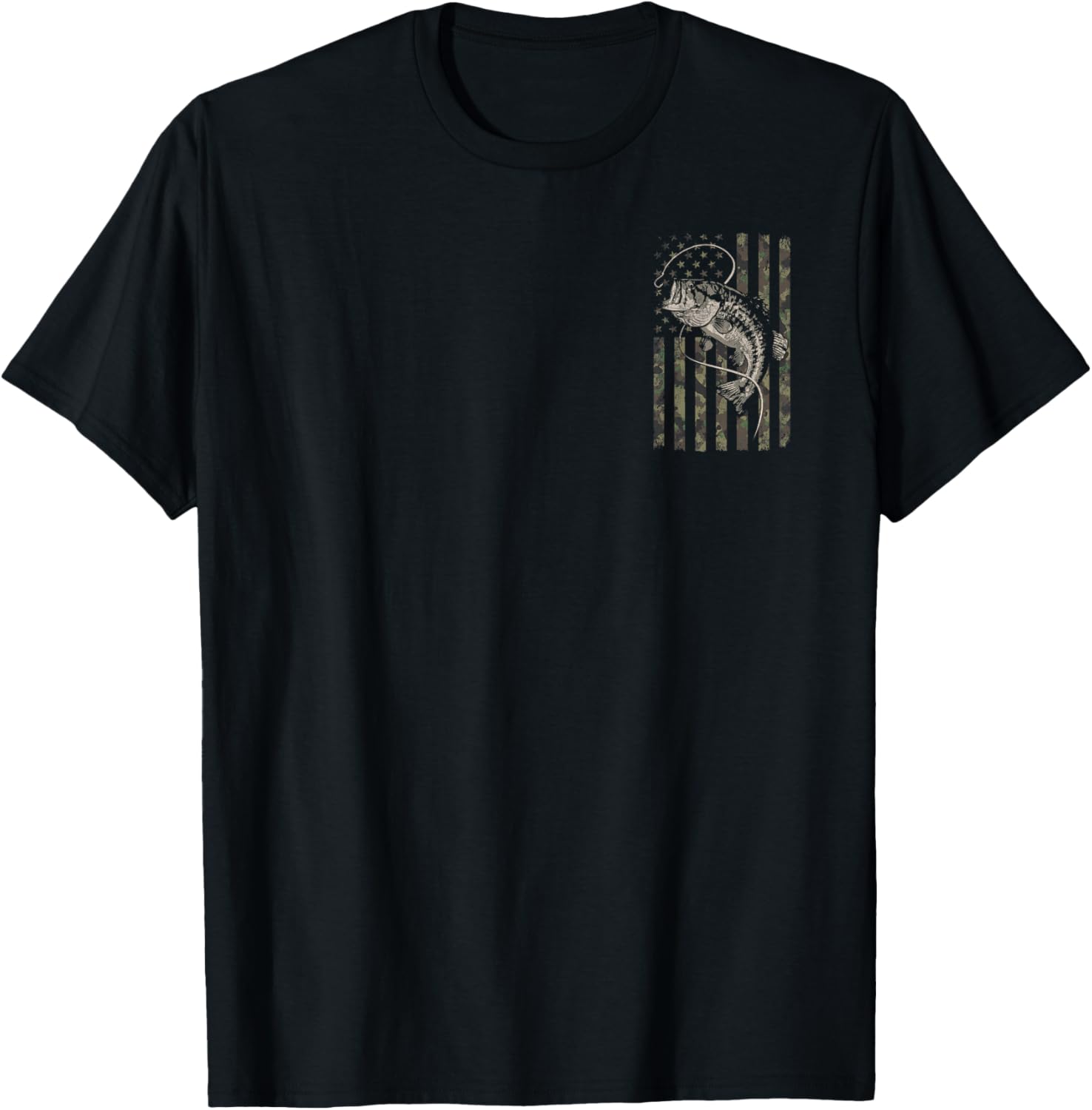 Fishing Camo American Flag Bass Fish Front And Back