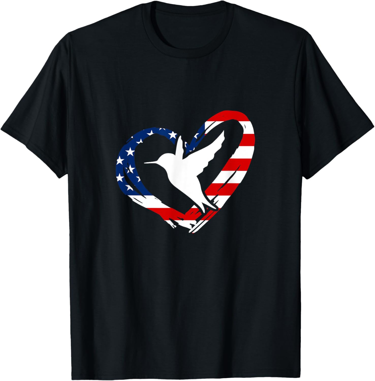 Hummingbird American Flag Heart Usa 4Th Of July