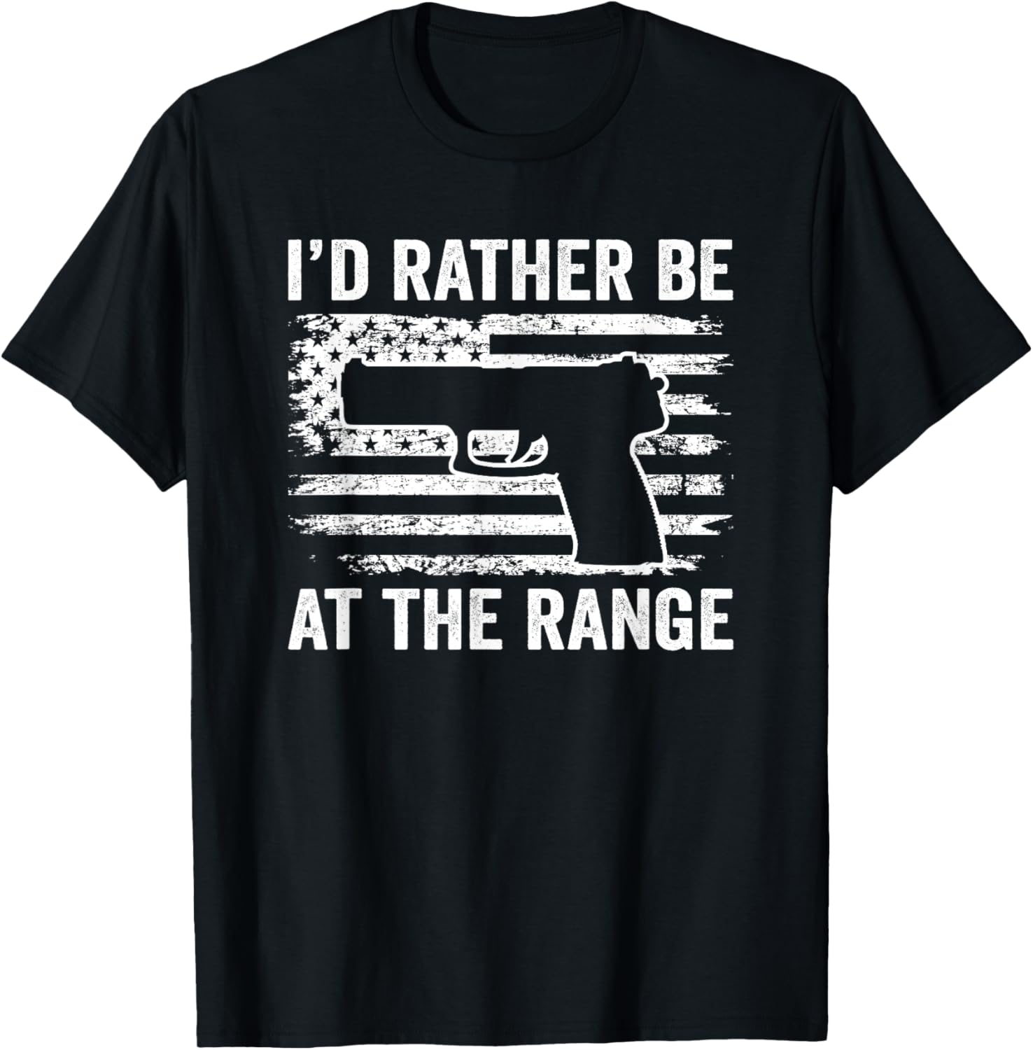 Id Rather Be At The Gun Range Pistol Usa Flag Funny Gun