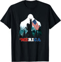 Merica Bigfoot Holding American Flag Usa 4Th Of July Bigfoot
