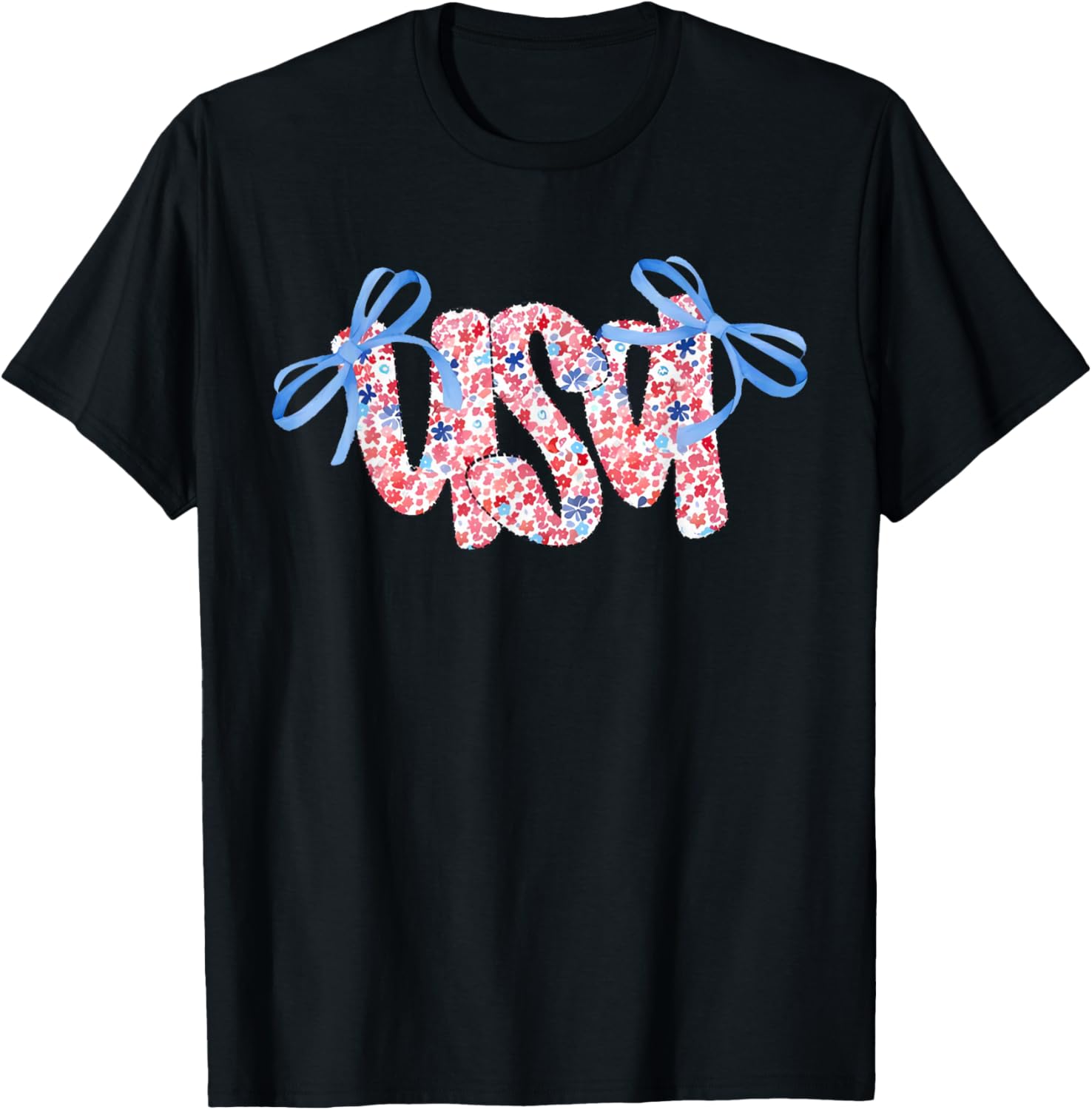 Floral Usa Coquette Bow 4Th Of July America