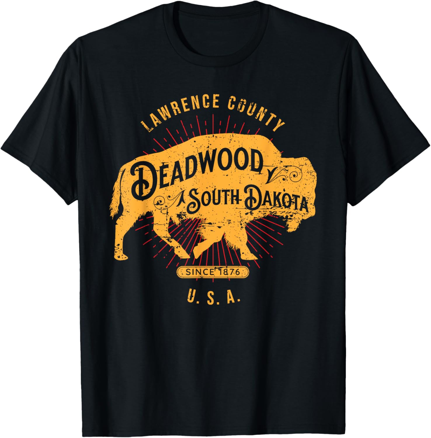 Deadwood South Dakota Usa Distressed Bison Design Souvenir