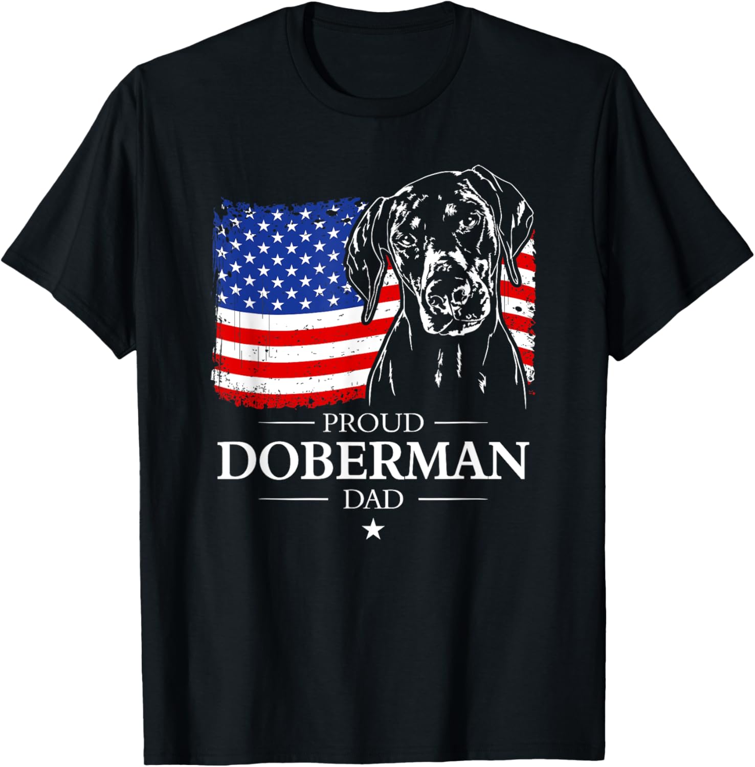 Proud Doberman Dad American Flag Patriotic Gift Dobie Dog