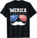 4Th Of July T Shirt Men Boys Mustache Sunglasses Usa Flag