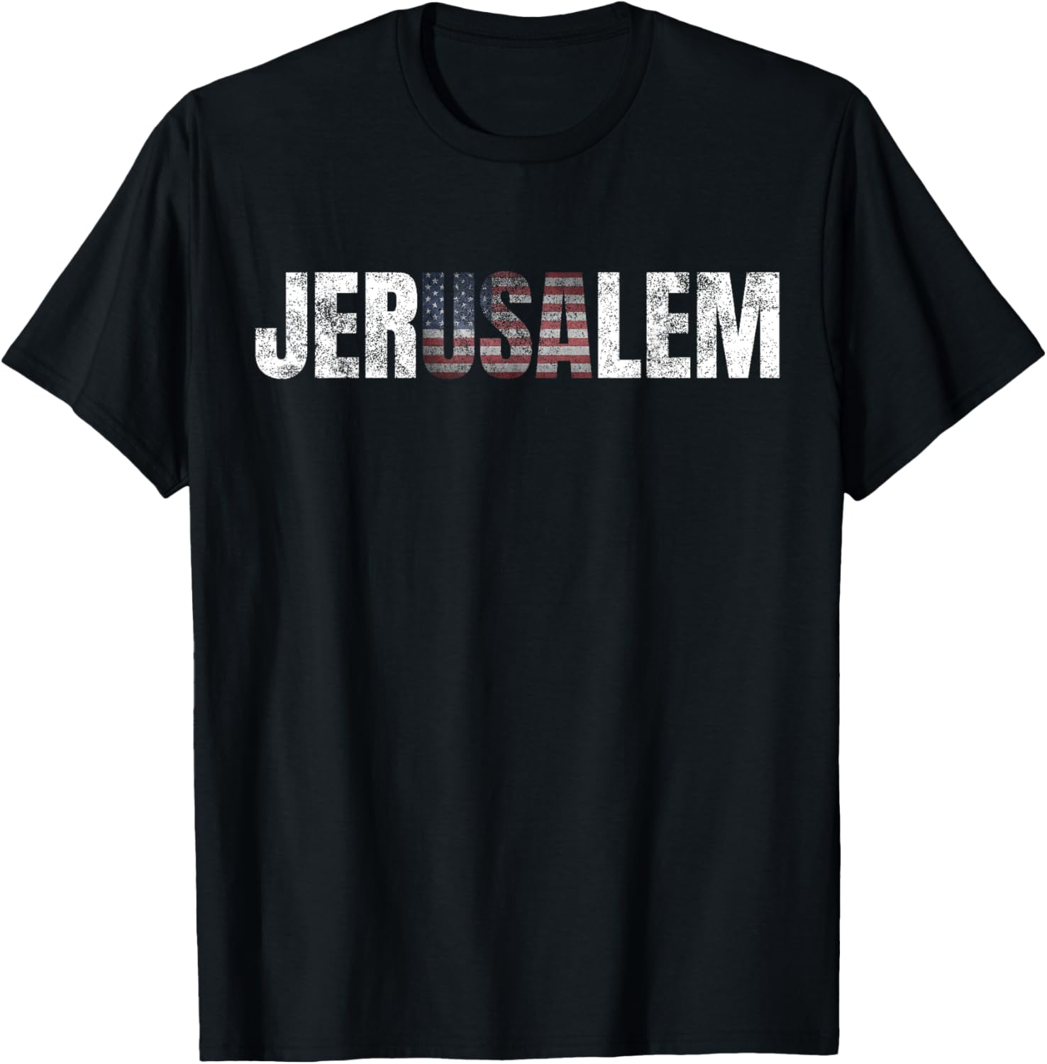 Distressed Jerusalem Jewish Israeli Gift American Flag