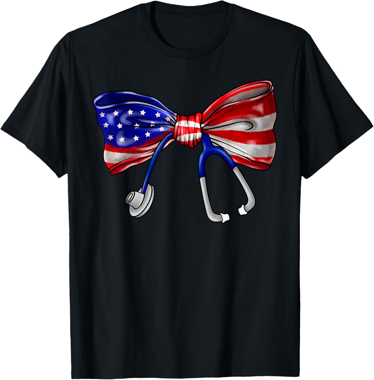 Usa Flag Stethoscope Coquette Bow 4Th Of July Rn Nursing