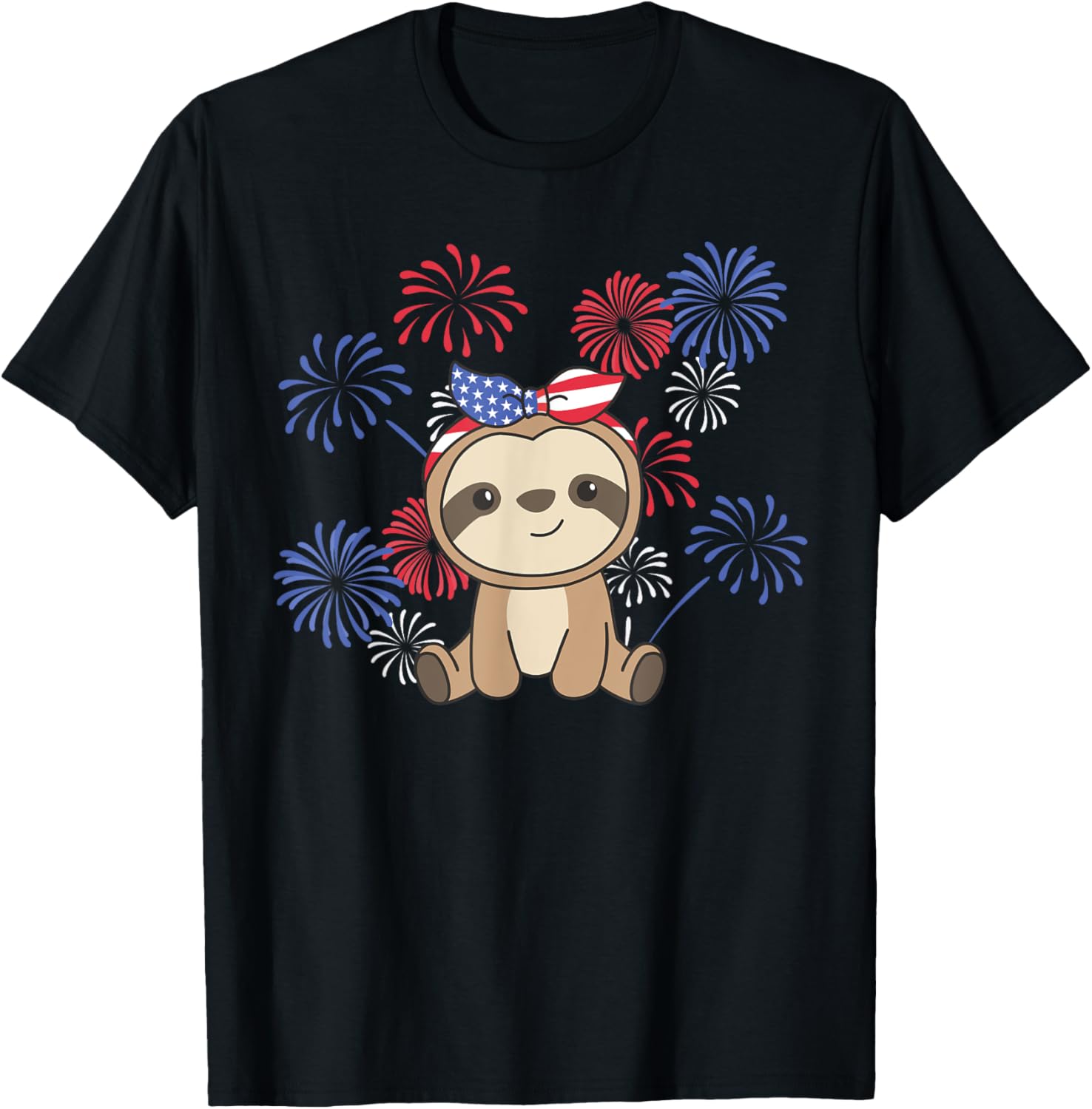 4Th Of July American Sloth Kids Usa Fireworks Sloth
