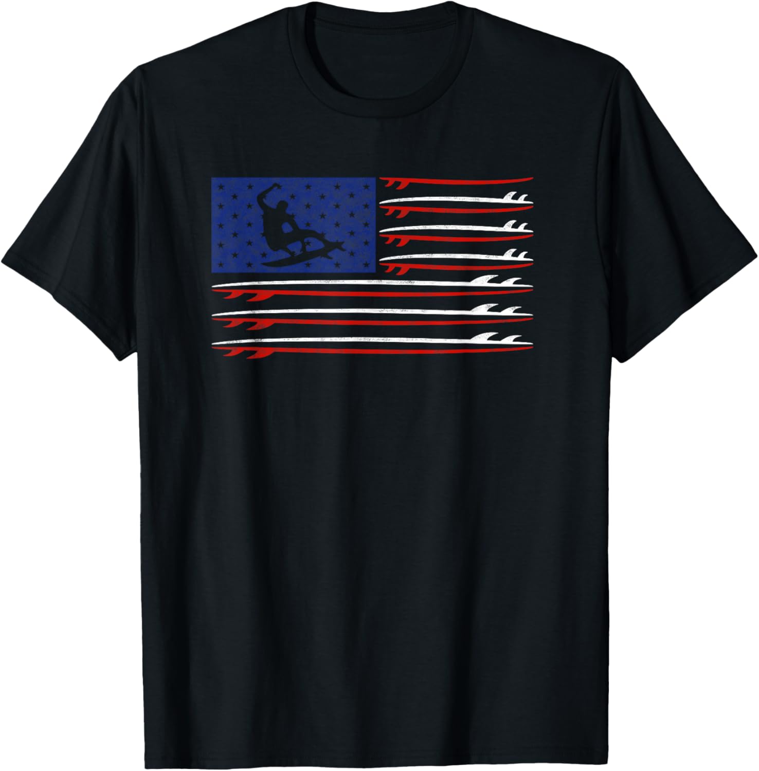 Vintage Surfboard Usa Flag Shirt Surfing Wake Surf Surfer