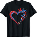 Heart Butterfly Usa Flag Cute 4Th July Funny American Girl