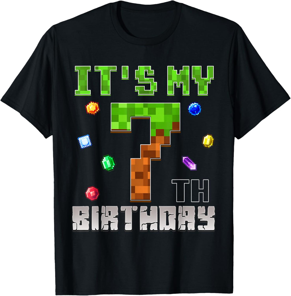 Birthday Boy Shirt It's My 7th Birthday Video Game Pixel Design 255
