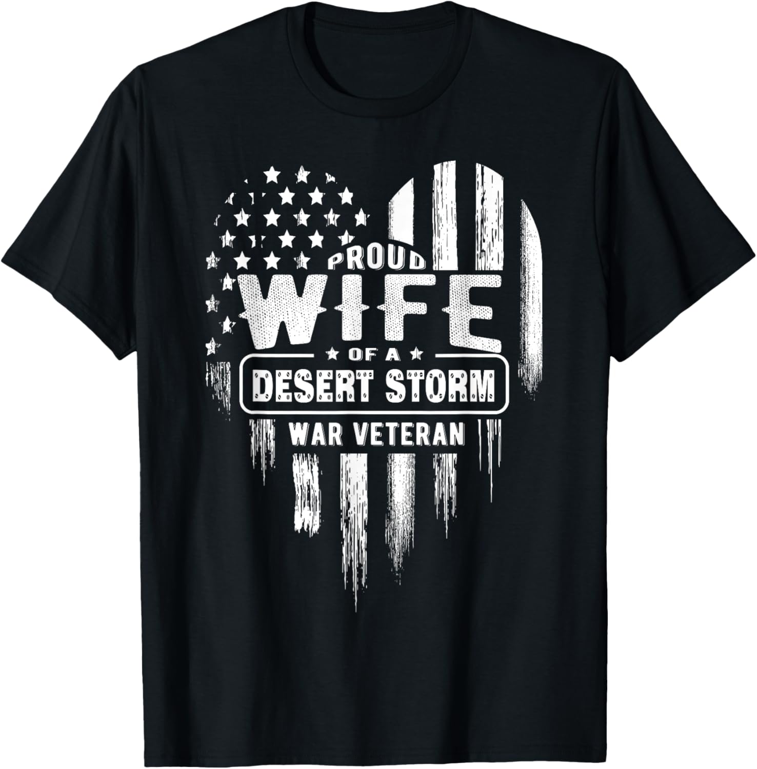 Proud Wife Desert Storm War Veteran American Flag Heart