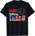 Young Wild Three 3Rd Bday 4Th Of July Usa Flag 3 Year Old