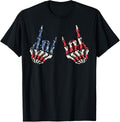 4Th Of July Patriotic Usa Flag Skeleton Rock Sign Hands