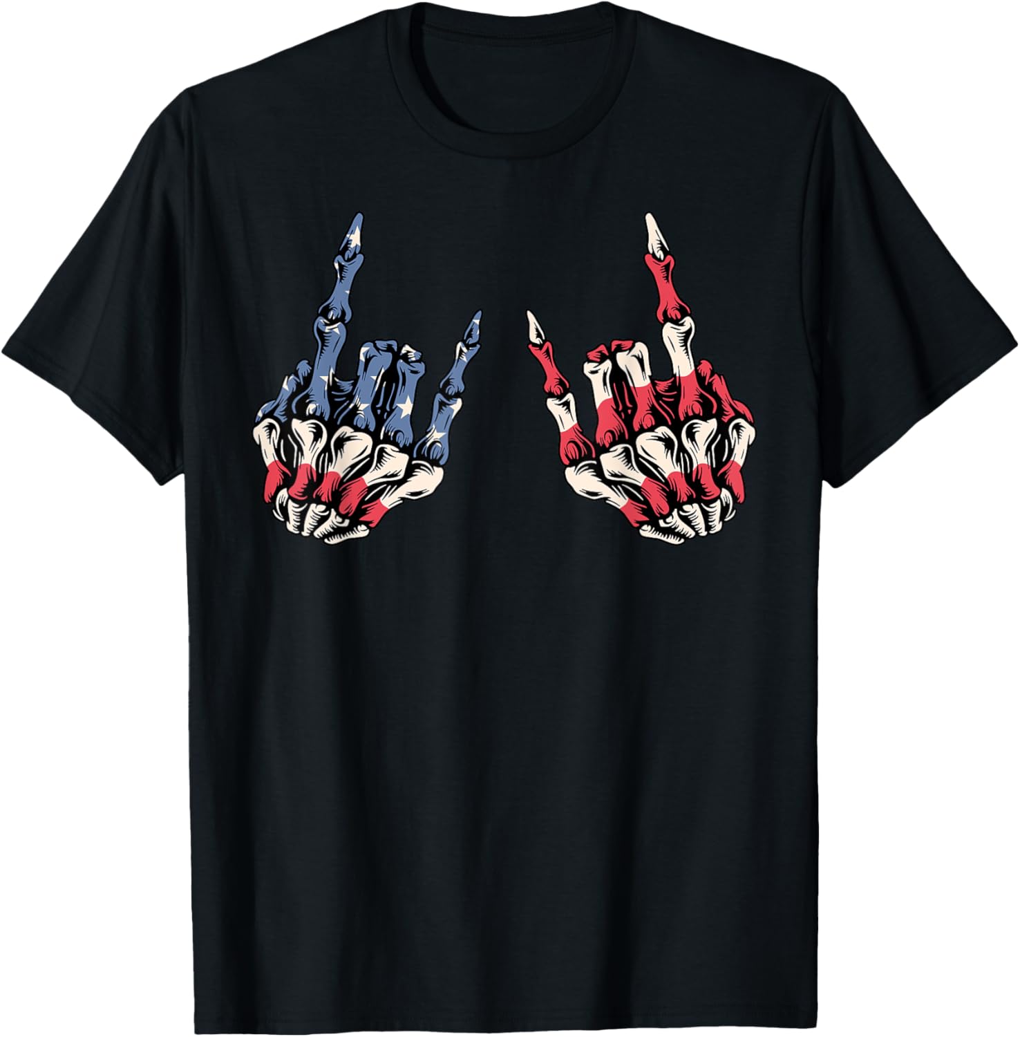 4Th Of July Patriotic Usa Flag Skeleton Rock Sign Hands