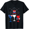 4Th Of July Wine Glasses Fireworks Drinks Usa American Flag