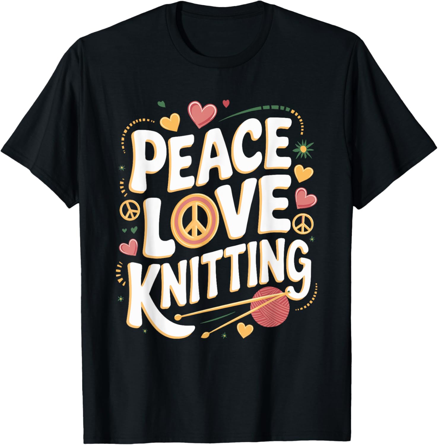 Peace Love Knitting Retro Yarn Design