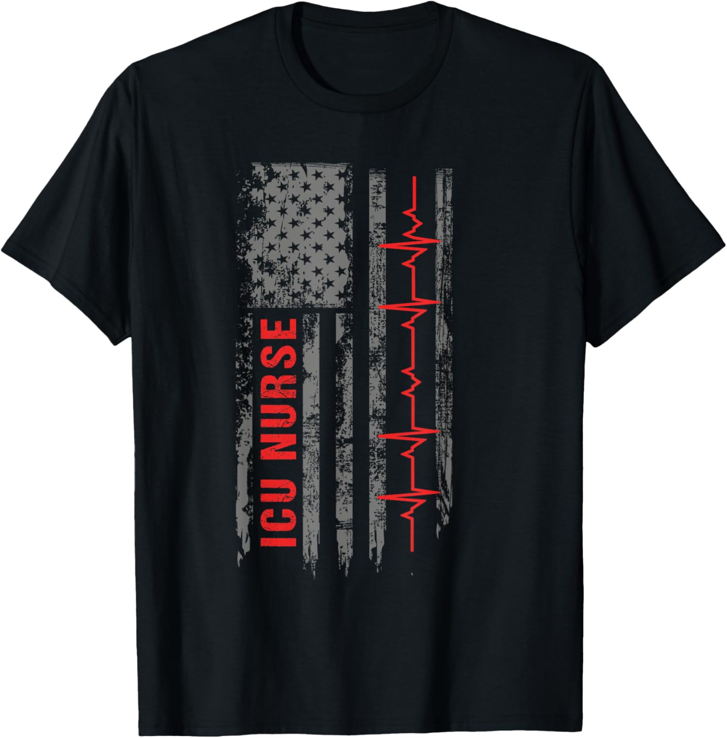 Icu Nurse Critical Care American Flag T Shirt