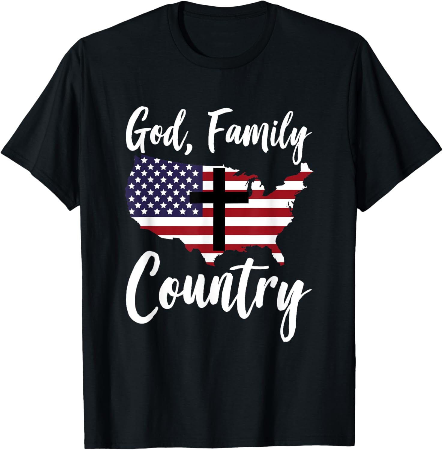 God Family Country Christian American Flag Usa Map