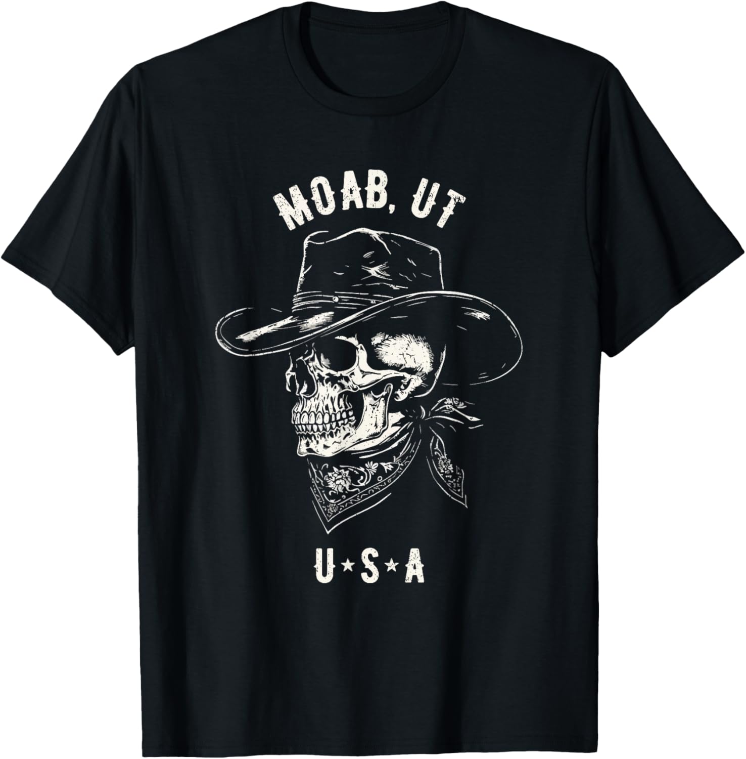 Moab Utah Usa Cowboy Skull Distressed Design
