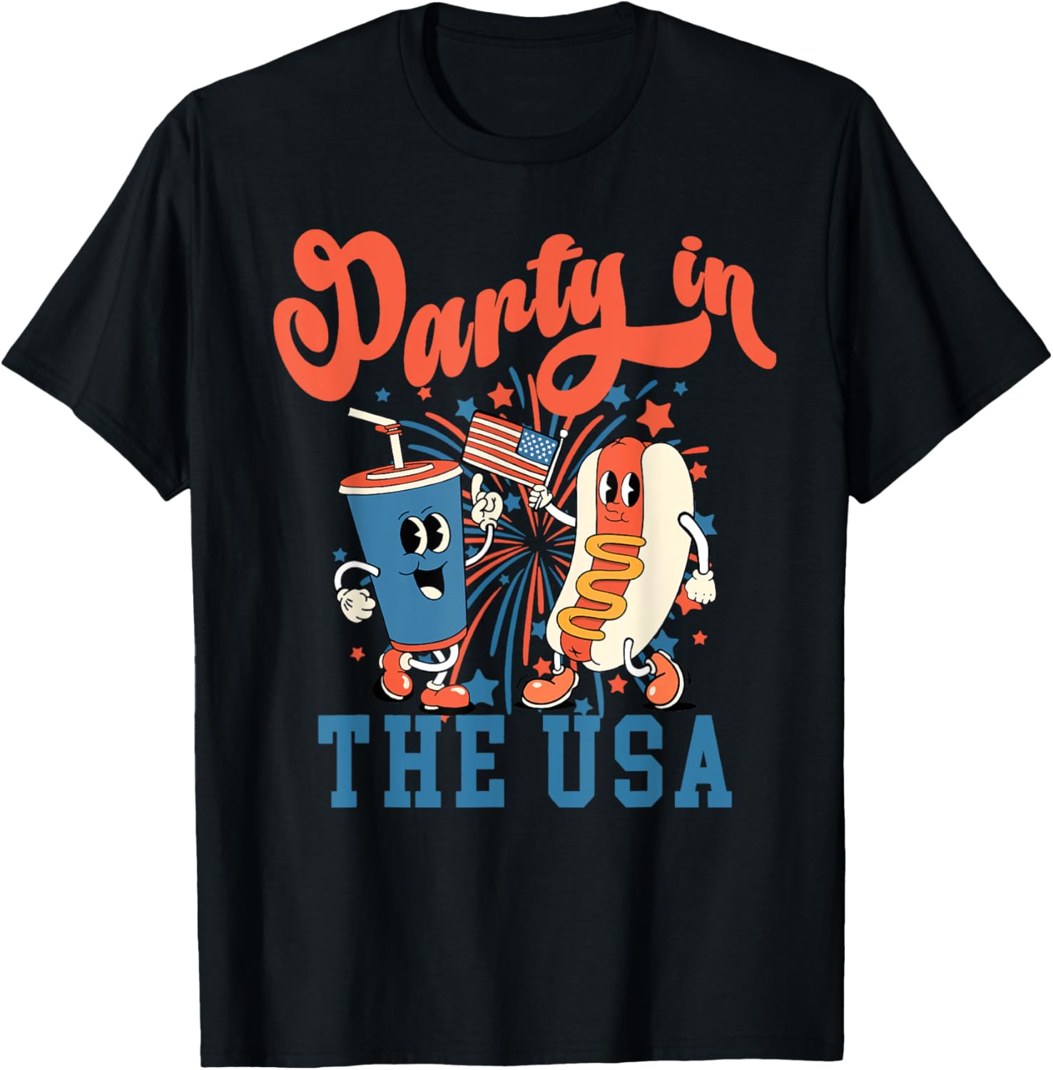 Party In The Usa Hot Dog Fireworks American Flag 4Th Of July