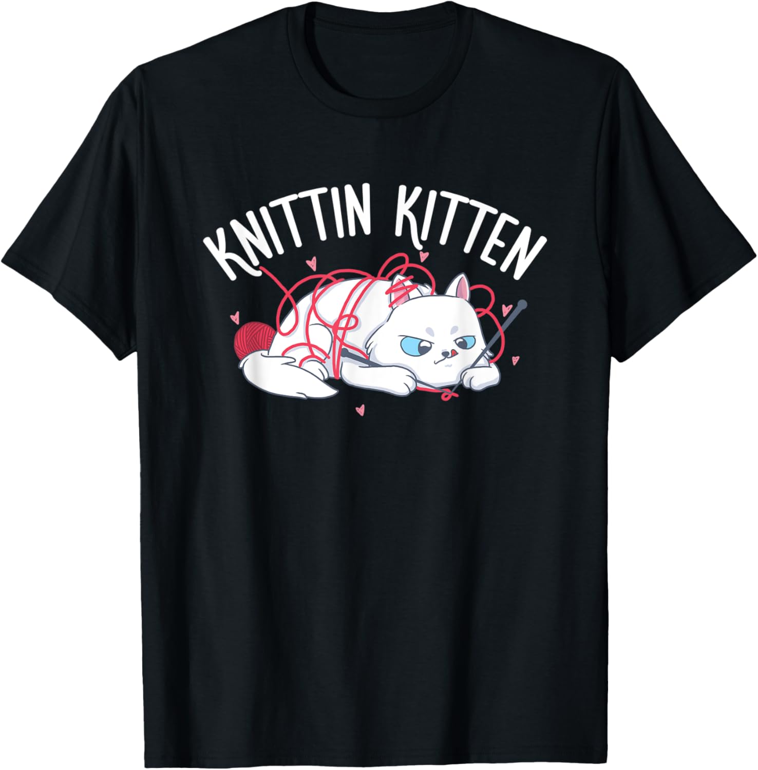 Knitting Kitten Cute Cat Crocheting Yarn Lover T-Shirt for Men Women Kids