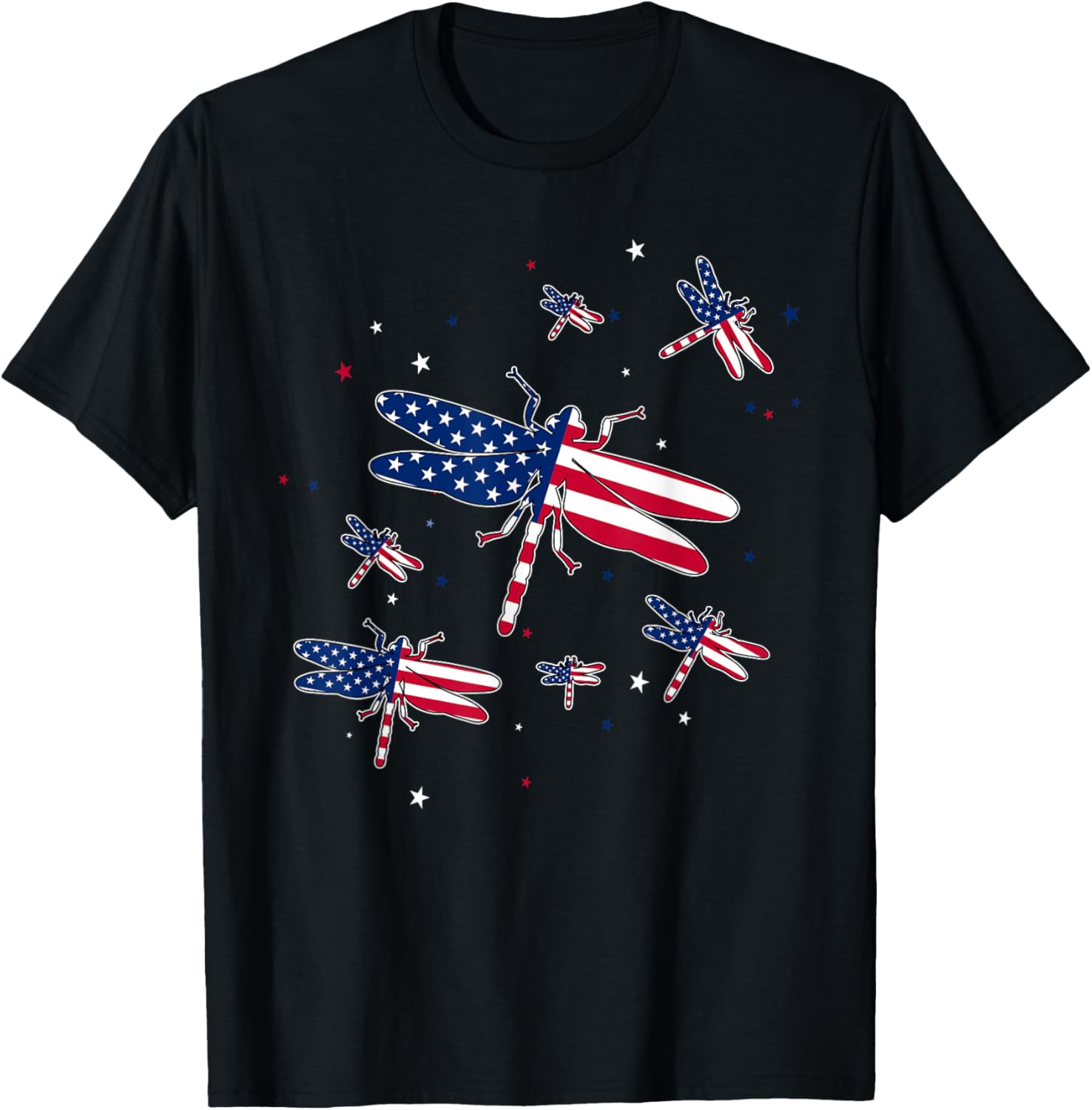 Cute Dragonfly Patriotic Women Girl 4Th Of July Fireworks