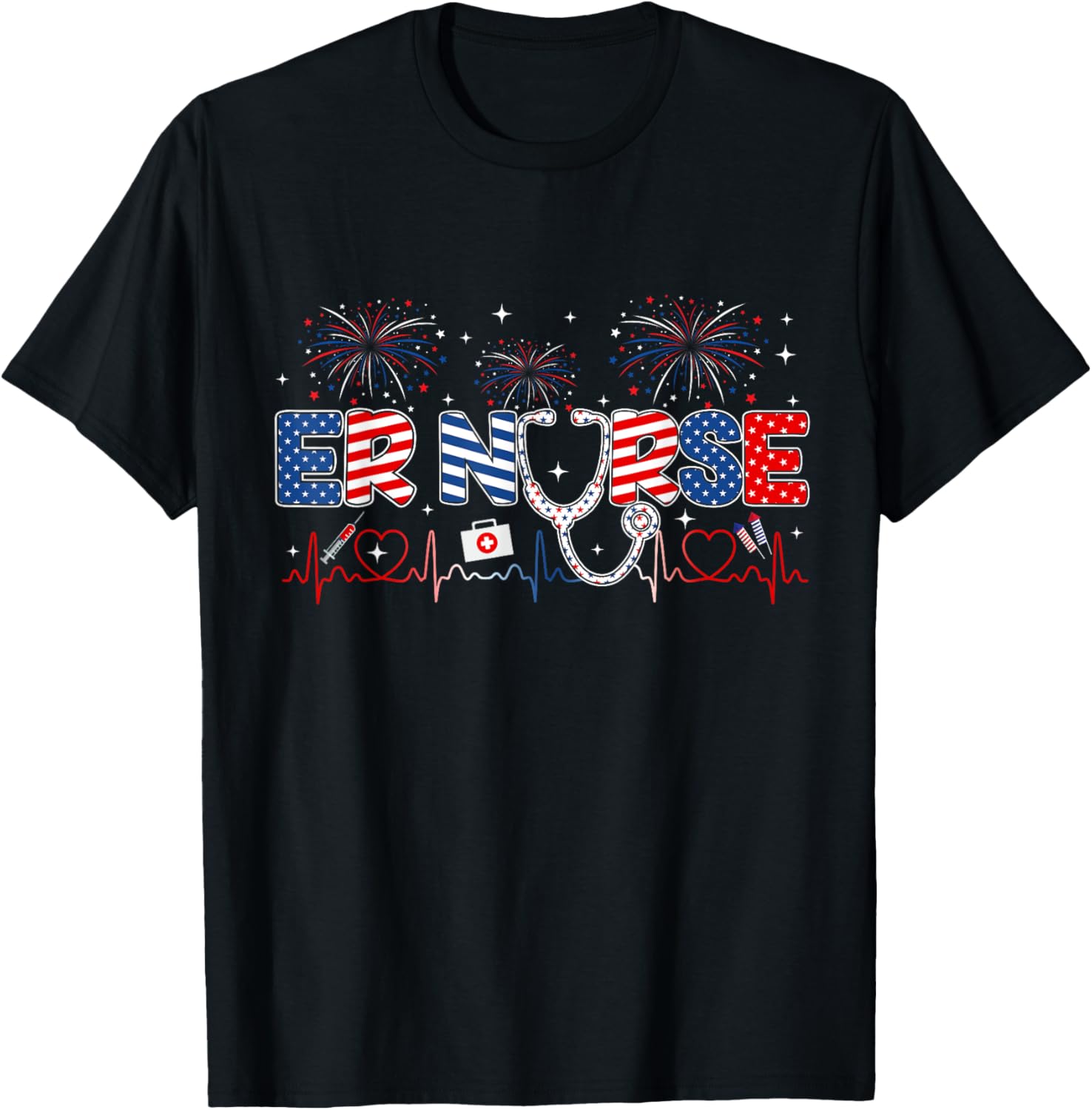 Er Nurse 4Th Of July American Flag Patriotic Usa Stethoscope