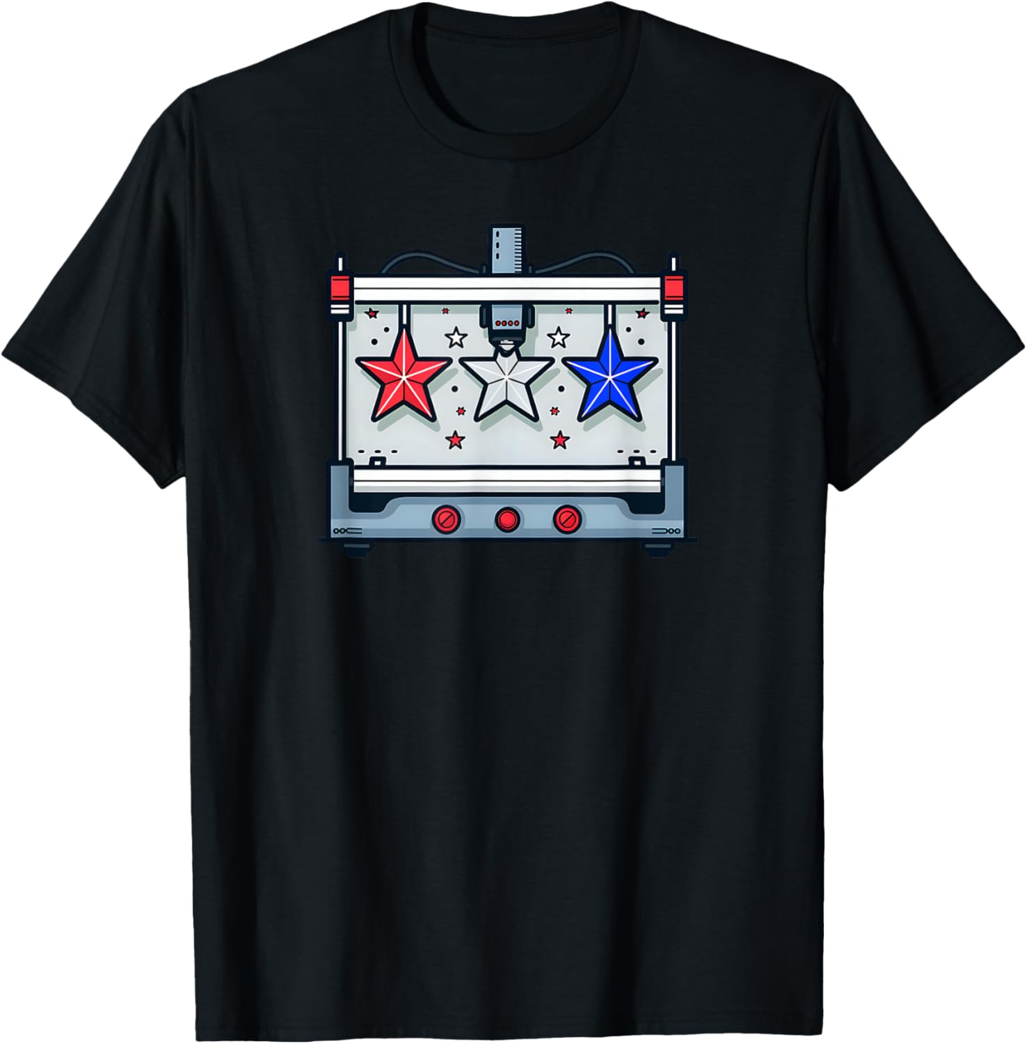 Printer With Stars Design Patriotic 3D Printing T Shirt Women Men