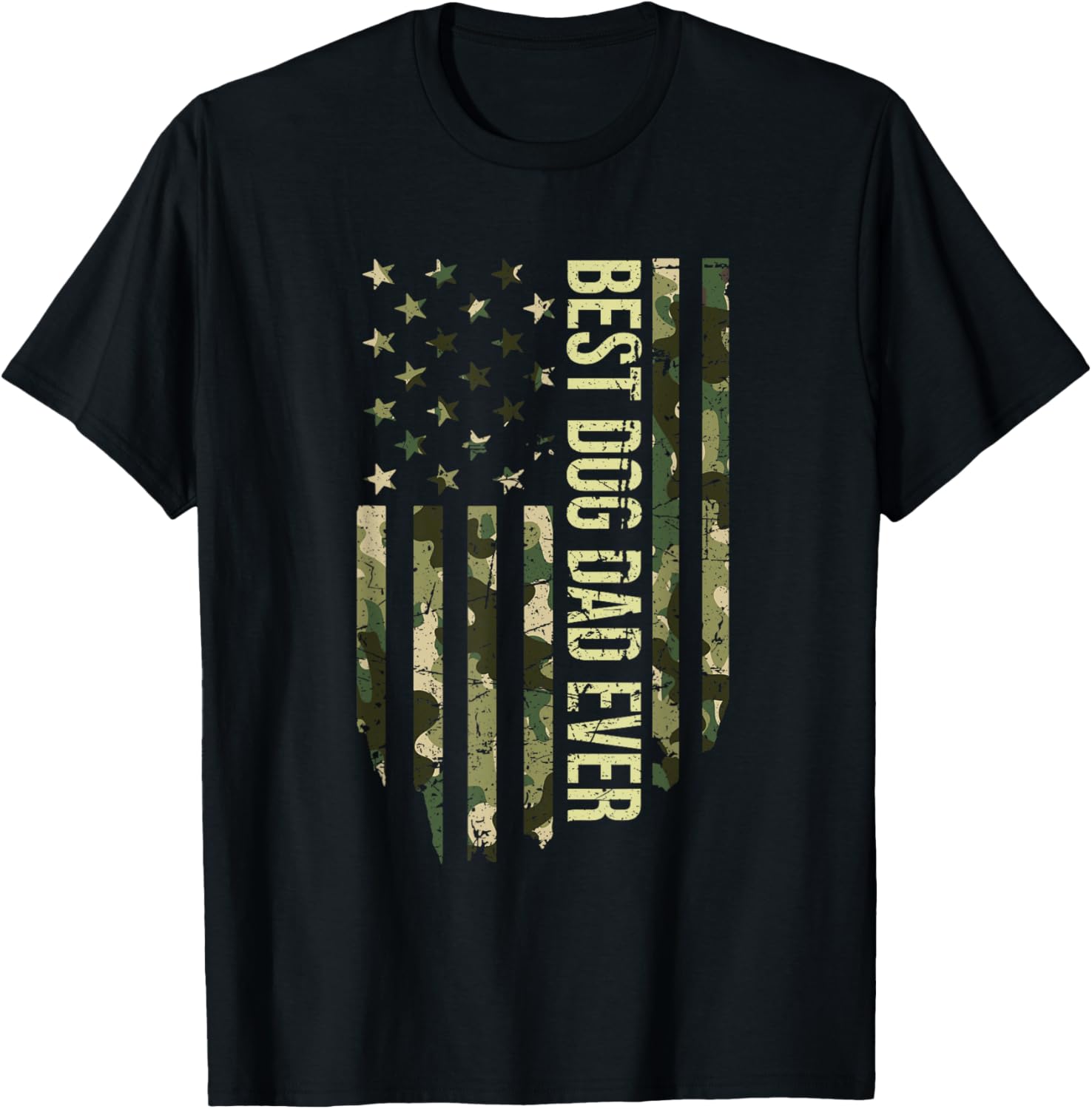 Retro Fathers Day Best Dog Dad Ever Camo American Flag