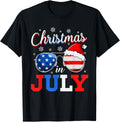 Christmas In July Sunglasses Santa American Flag 4Th Of July