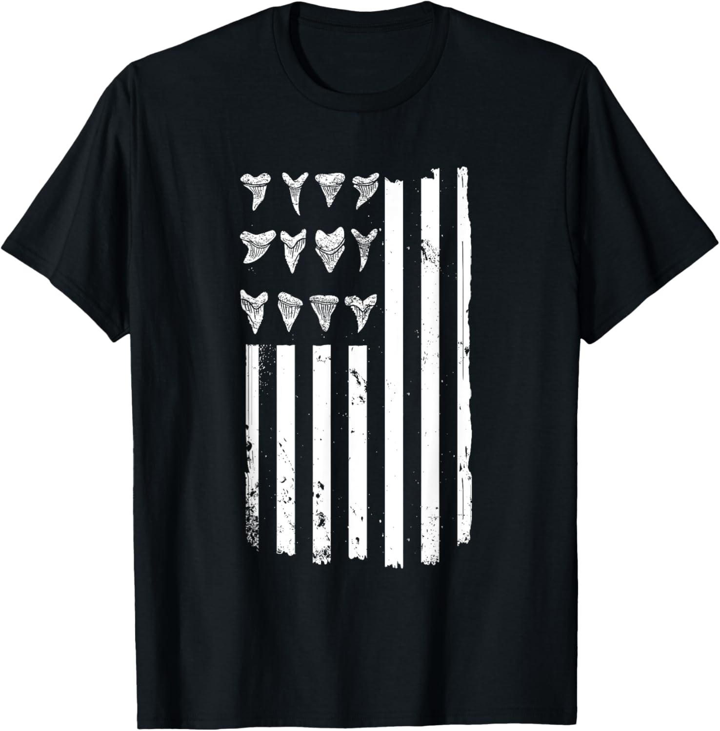 Shark Tooth Hunting American Flag Design For Fossil Hunter