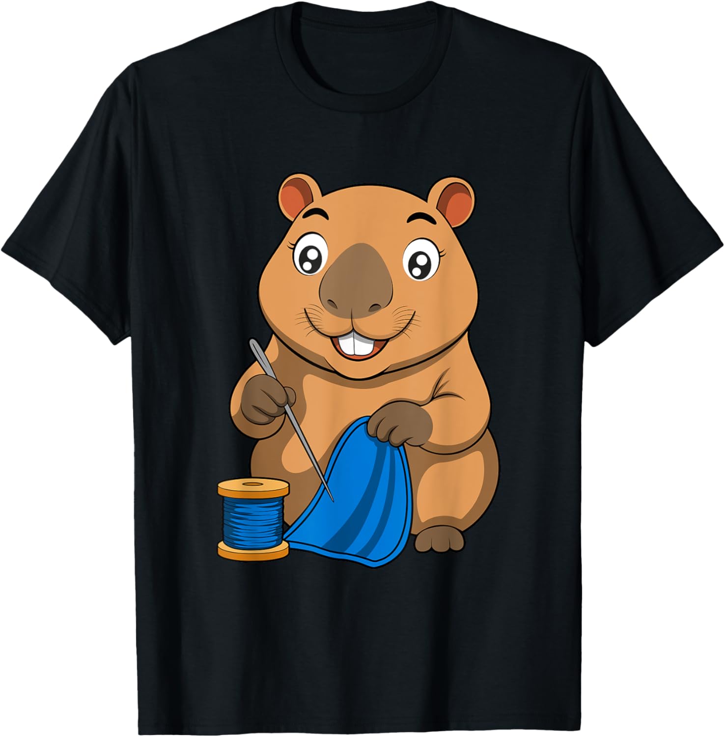Knitting Capybara Cartoon Cute Yarn & Needle Water Pig