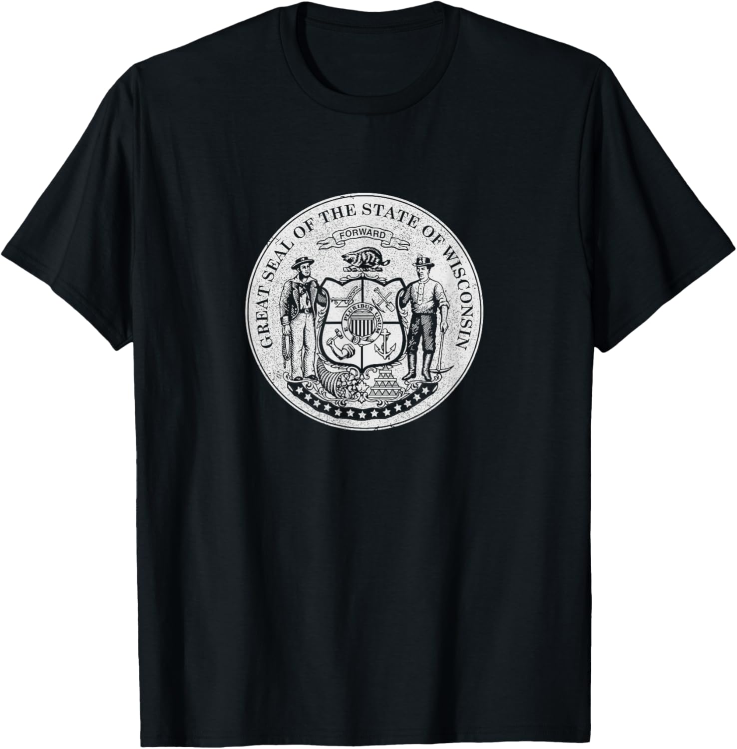 Wisconsin State Seal Flag Tshirt Usa Wi Men Women