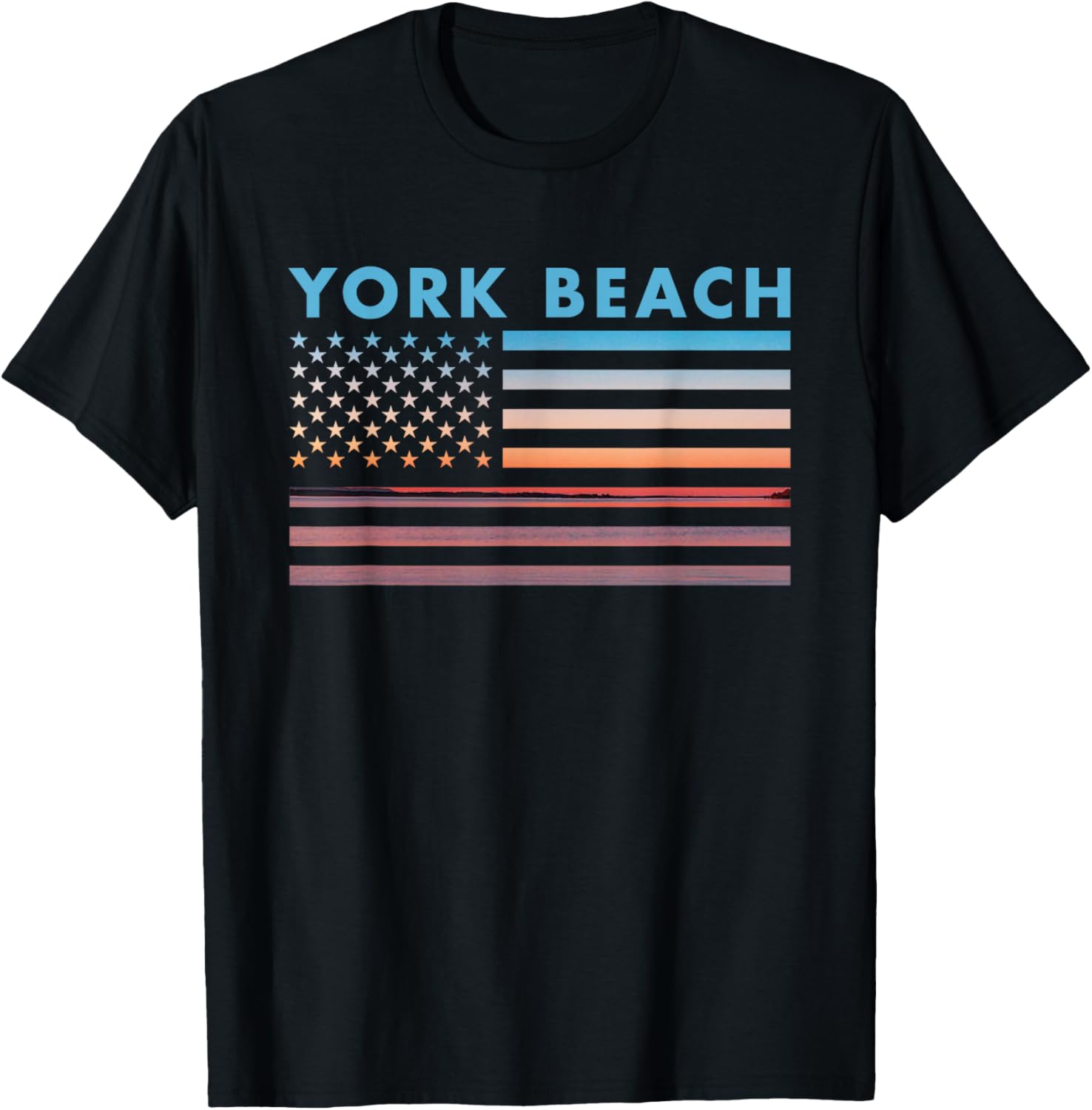 Vintage Sunset American Flag York Beach Maine