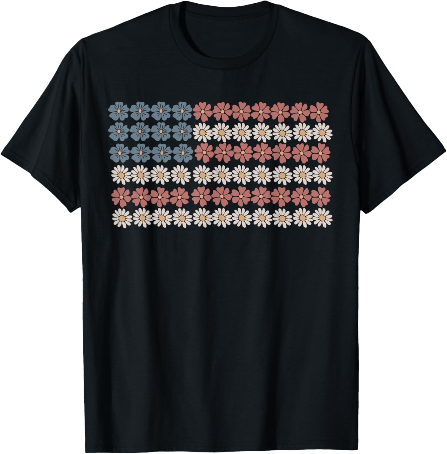 Retro Daisy Flower American Flag Women 4Th Of July Patriotic