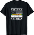 Vietnam Veteran Thin Line American Flag Pride T Shirt