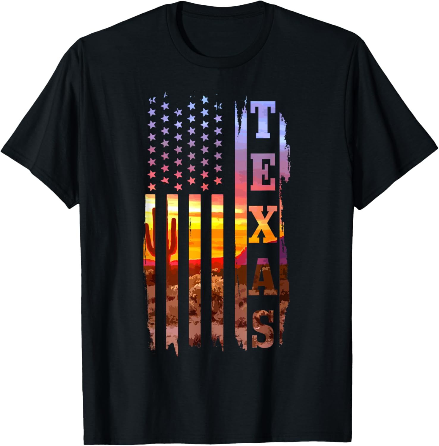 Texas American Flag Pride Landscape Cactus Patriotic Gift