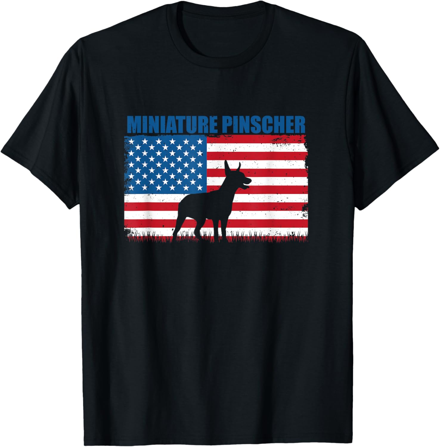 Miniature Pinscher Shadow In American Flag Patriotic